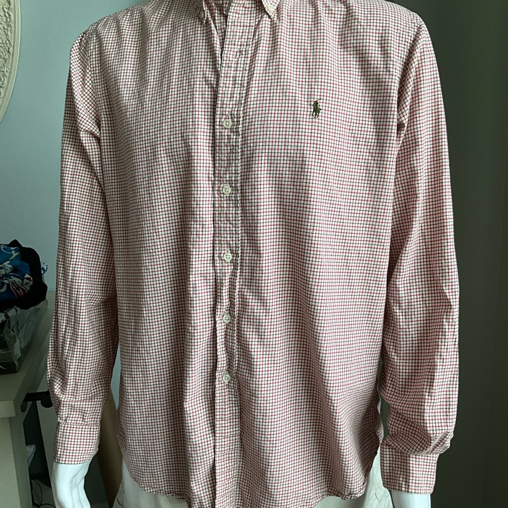Ralph Lauren Red Casual Button Down Shirt with Classic Style